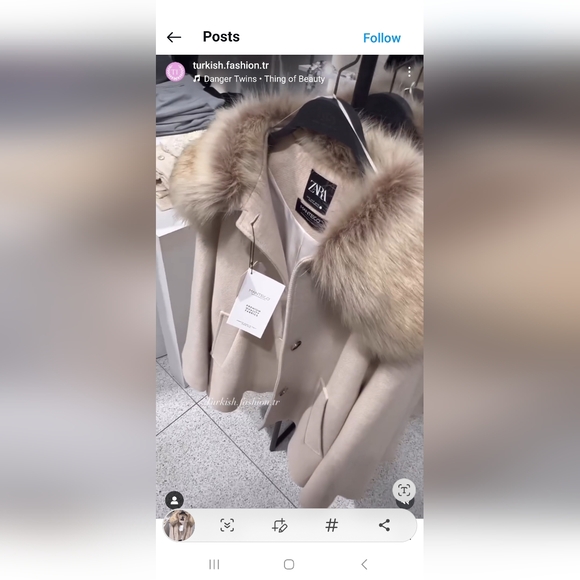 New Zara M L Manteco Wool Blend Coat Woman Beige Detachable Faux Fur Collar - Picture 4 of 6